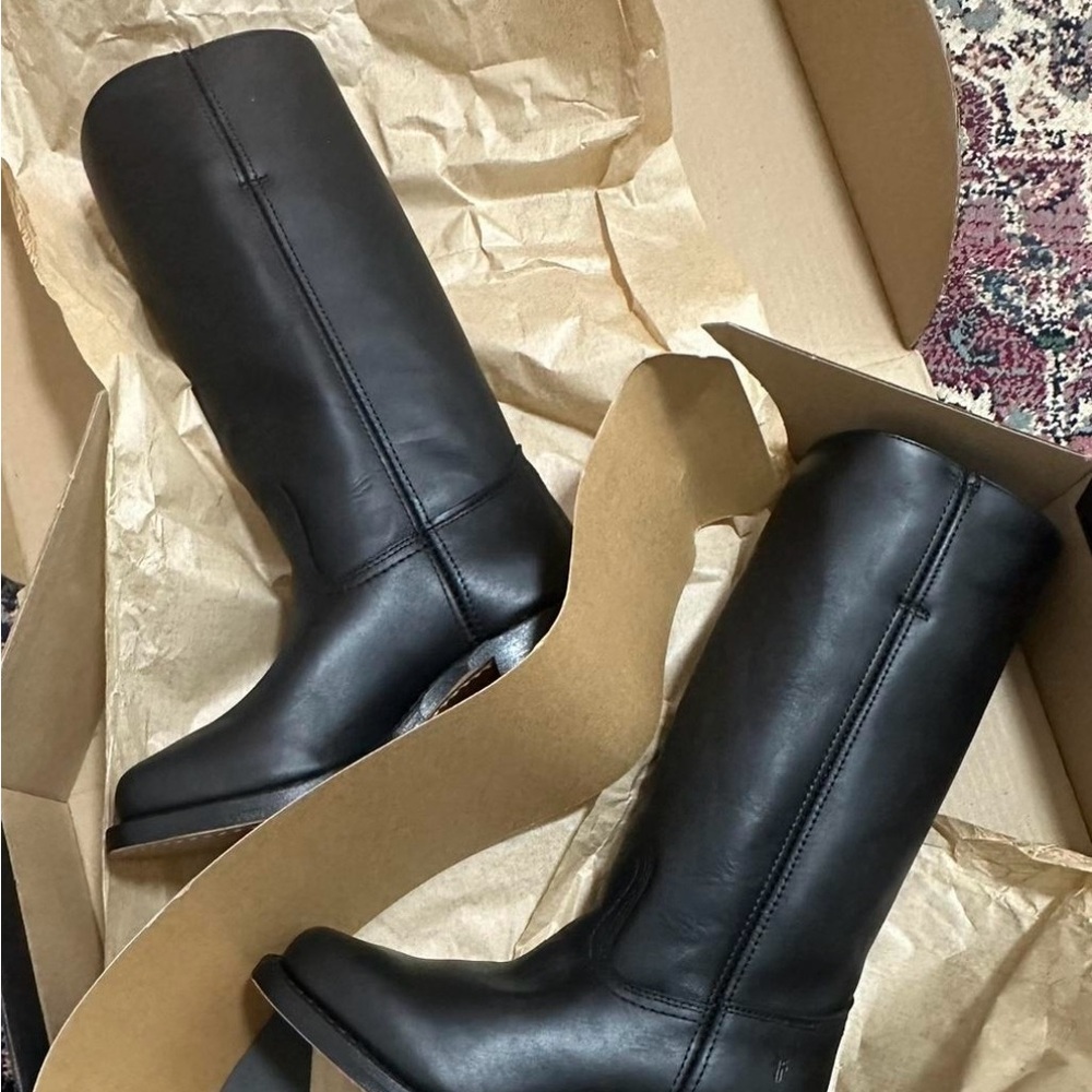 Frye Black Campus Boots Extended Calf 14L - Picture 2 of 14